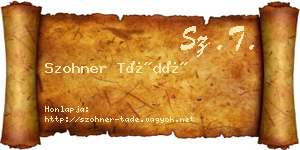 Szohner Tádé névjegykártya
